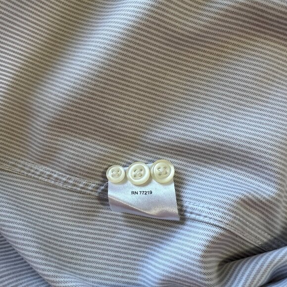 Pronto Uomo Dress Shirt Men's 18 32/33 Gray Striped Long Sleeve No Iron Slim Ft - Picture 5 of 10